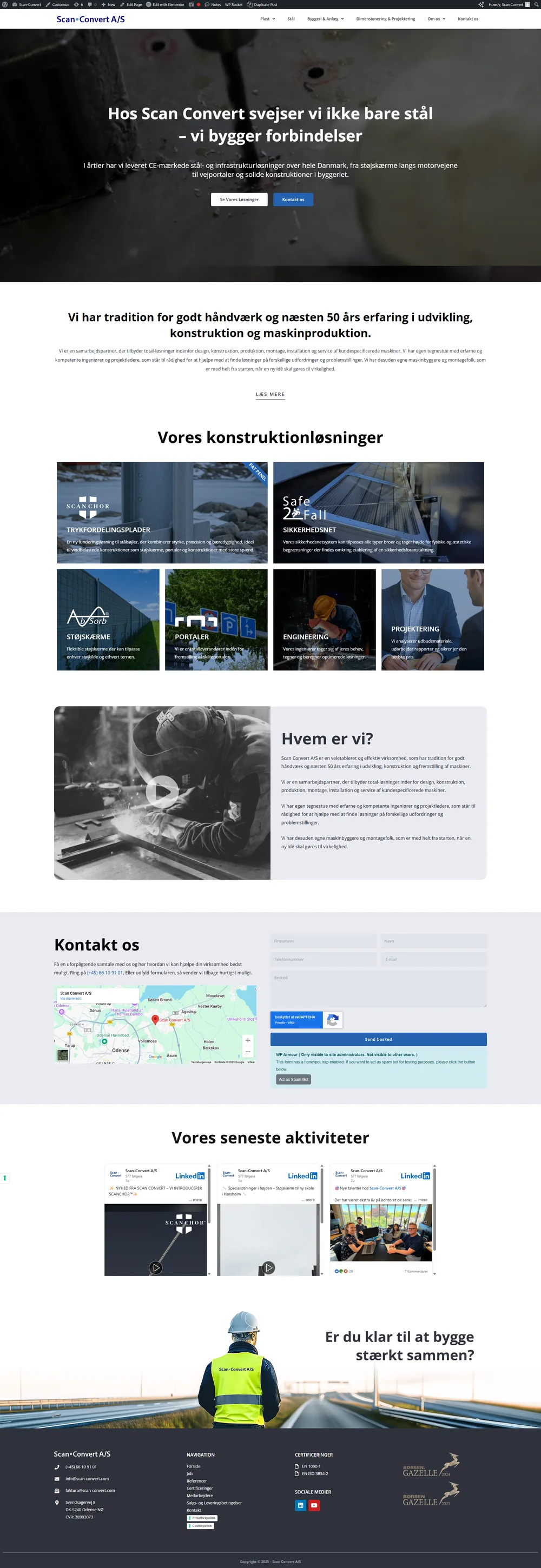 Redesignet Scan-Convert-landingsside med video-hero og billedbårne løsningssektioner